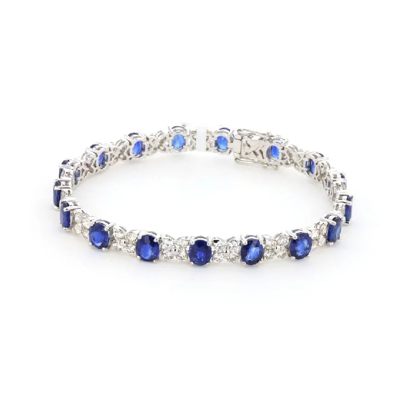 Personalized Silver Bracelet for Special Gifts-Blue Sapphire & Diamond Bracelet