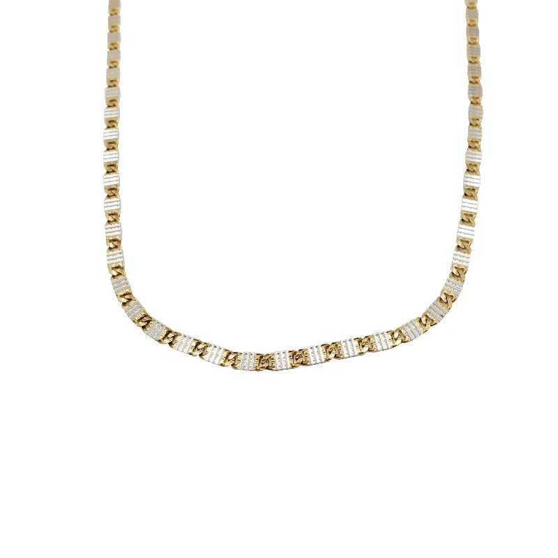 Large Diamond Necklace for Evening Events-Two-Tone Tiger Eyes Chain (14K)