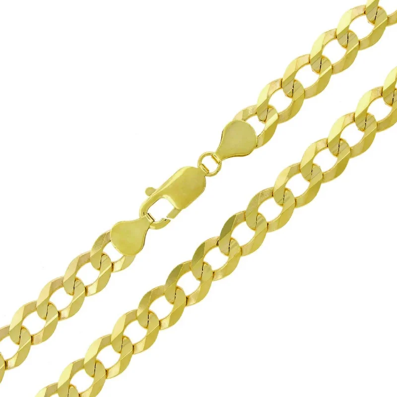 Simple Necklace with Gold Pendant for Brides-Solid Italian Cuban Chain (10K)