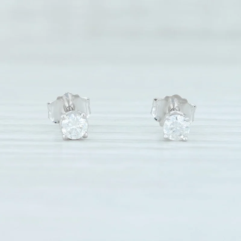 Elegant Long Earrings for Formal Wear-0.18ctw Diamond Stud Earrings 14k White Gold Round Brilliant Solitaire Studs