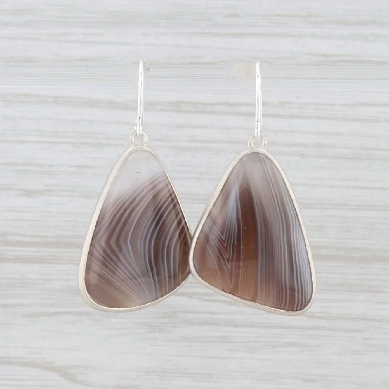 Trendy Stud Earrings for Teens-New Nina Nguyen Marbled Agate Drop Earrings Sterling Silver Statement