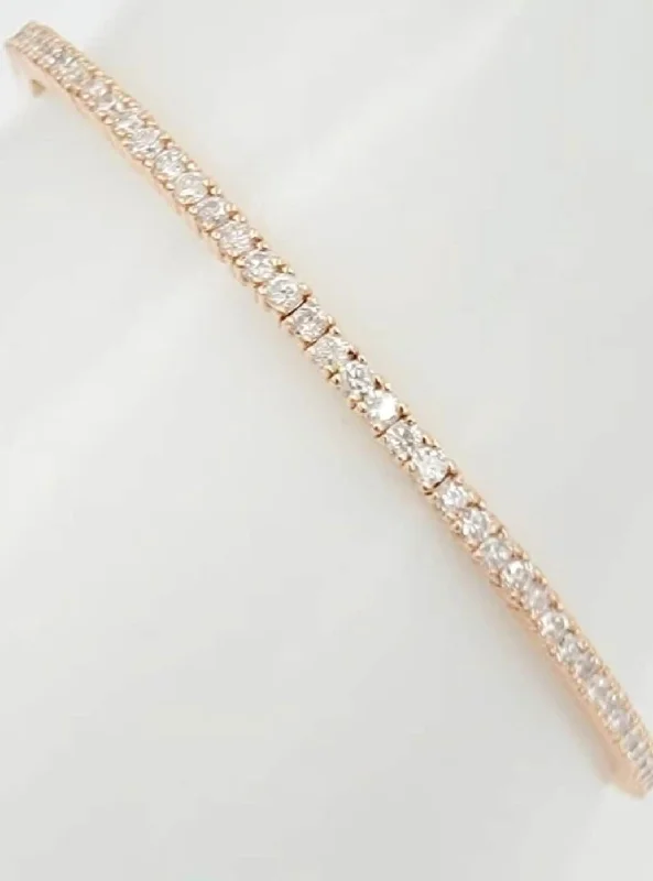 Simple Personalized Bangles for Everyday Use-14k Rose Gold Diamond Flex Bangle