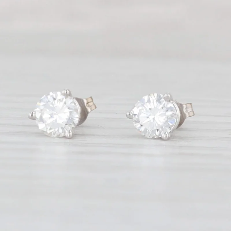 Silver Heart Shaped Earrings-0.80ctw Round Solitaire Diamond Stud Earrings 14k White Gold