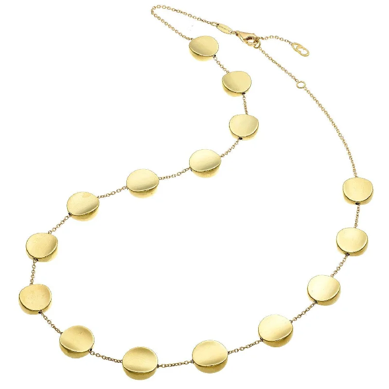 Simple Gold Chain Necklace for Men-Armillas Glow 18ct Yellow Gold Flat Large Circle Necklace