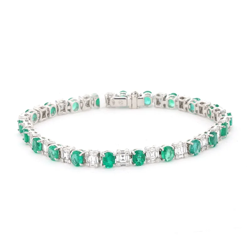 Simple Leather Bracelet with Unique Charms-Emerald & Diamond Tennis Bracelet