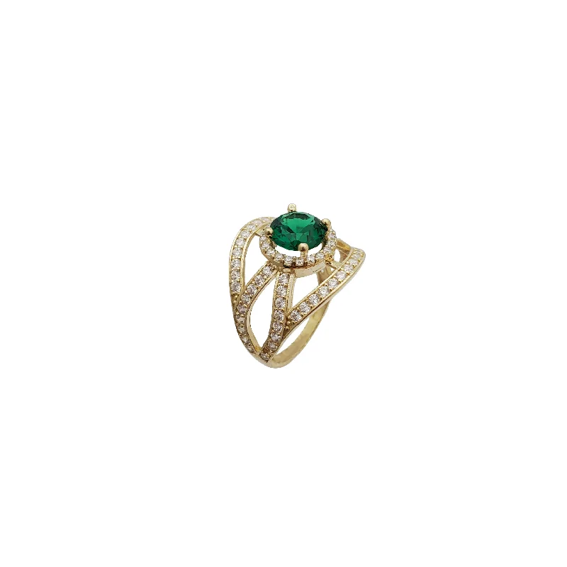 Personalized Silver Engagement Ring with Sapphire-Cocktail Green Stone Ring (14K)