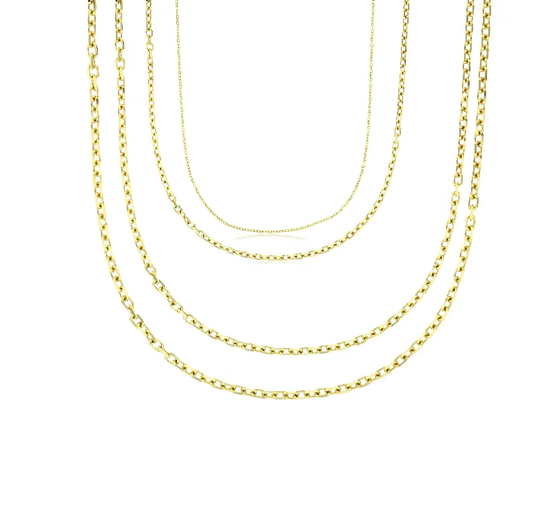 Sparkling Crystal Necklace for Evening Wear-Lightweight Rolo Cable Chain (14K)