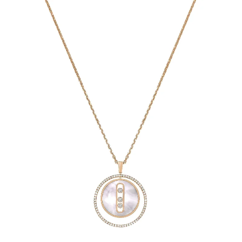 Customizable Necklace for Personalized Gifts-Lucky Move 18ct Pink Gold & White Mother Of Pearl Necklace