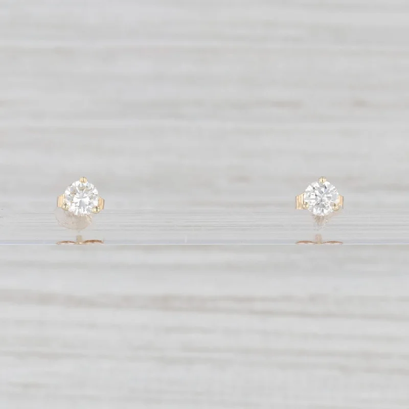 Trendy Gold Earrings for Women-0.41ctw Diamond Stud Earrings 14k Yellow Gold Round Brilliant Solitaire Studs