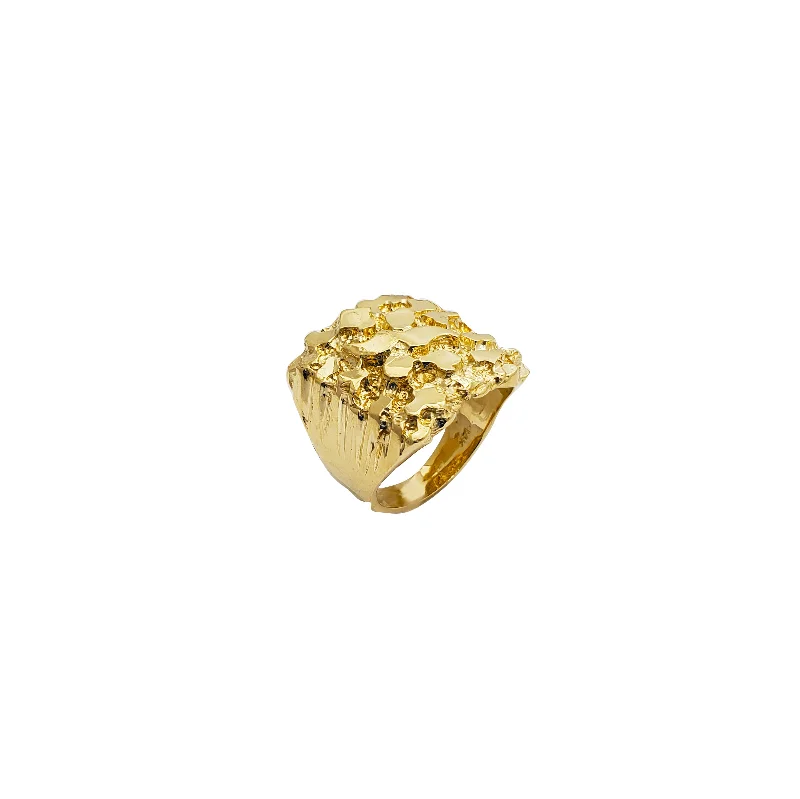 Fashionable Chunky Ring with Gemstone-Nugget Ring (14K)