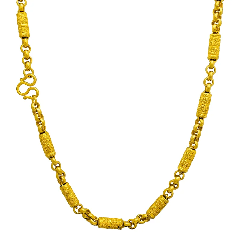 Fashionable Crystal Pendant Necklace-Laser-cut Barrel & Rolo Necklace (24K)