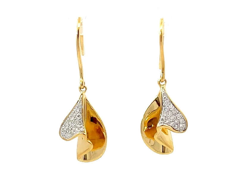 Gemstone Drop Earrings for Brides-Dangly Gold Diamond Earrings 18K Yellow Gold