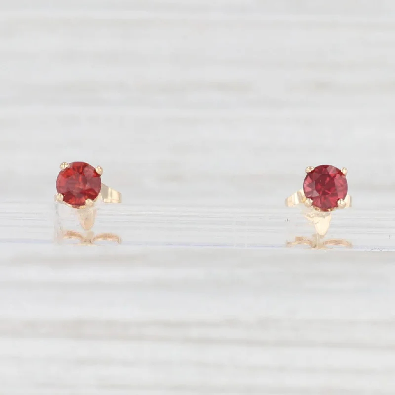 Elegant Long Earrings for Formal Wear-0.68ctw Garnet Solitaire Stud Earrings 14k Yellow Gold January Birthstone