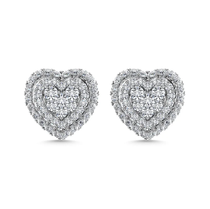 Luxury Gold Drop Earrings-Diamond 5/8 Ct.Tw. Cluster Fashion Earrings in 14K White Gold Gold