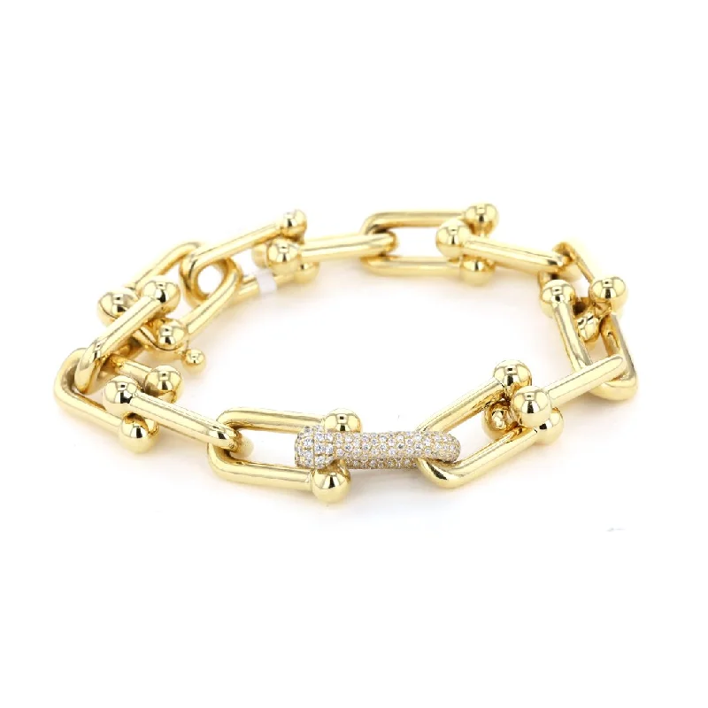 Luxury Gold Bracelet with Heart-Shaped Charms-1.80 ctw Diamond Bracelet