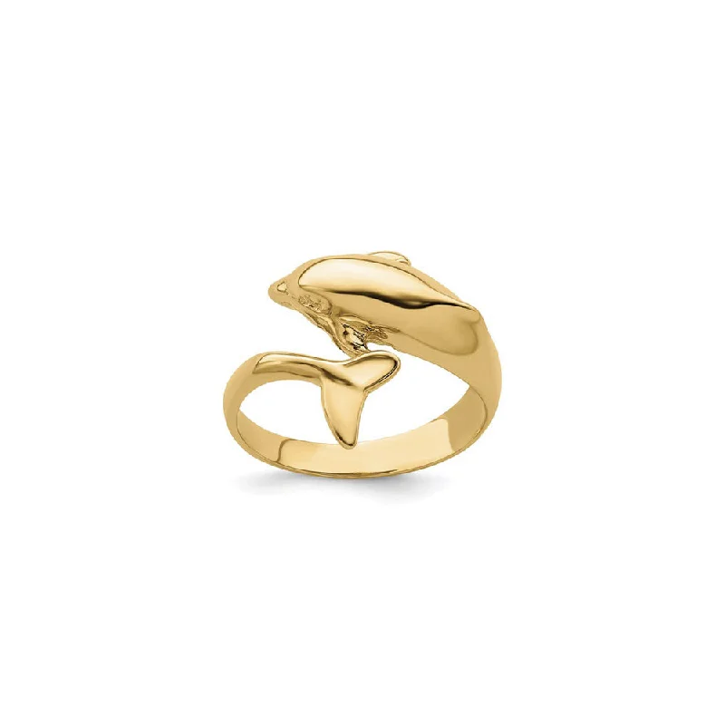 Simple Silver Ring with Ruby Gemstone-Dolphin Wrapping Ring (14K)