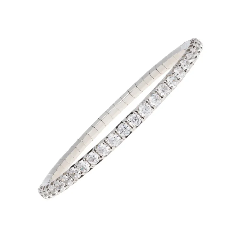 Trendy Silver Bracelet with Rose Gold Accents-5.50 ctw Diamond Stretch Tennis Bracelet