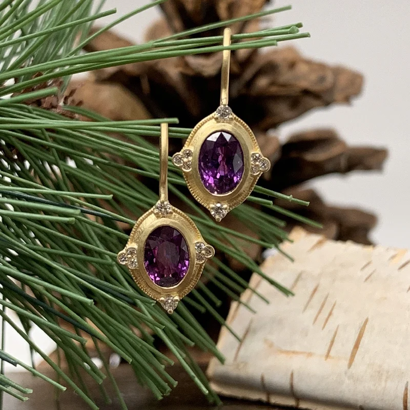 Statement Earrings for Fashionistas-Jasmine with Grape-berry Sapphires