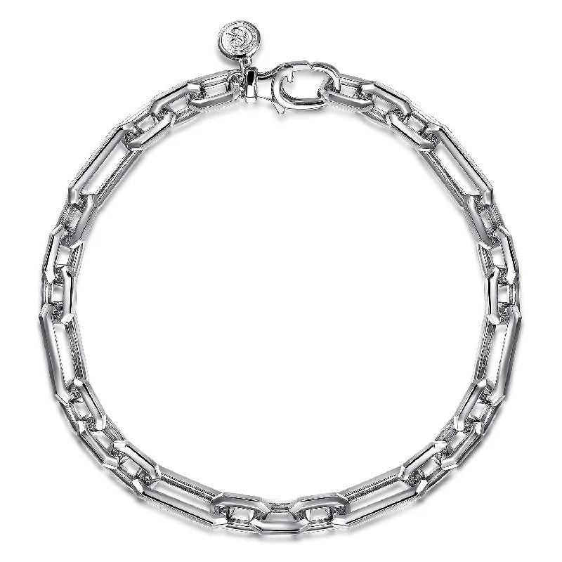 Simple Gold Bracelet with Dazzling Diamond Charm-Figaro Chain Bracelet in Silver by Gabriel & Co.