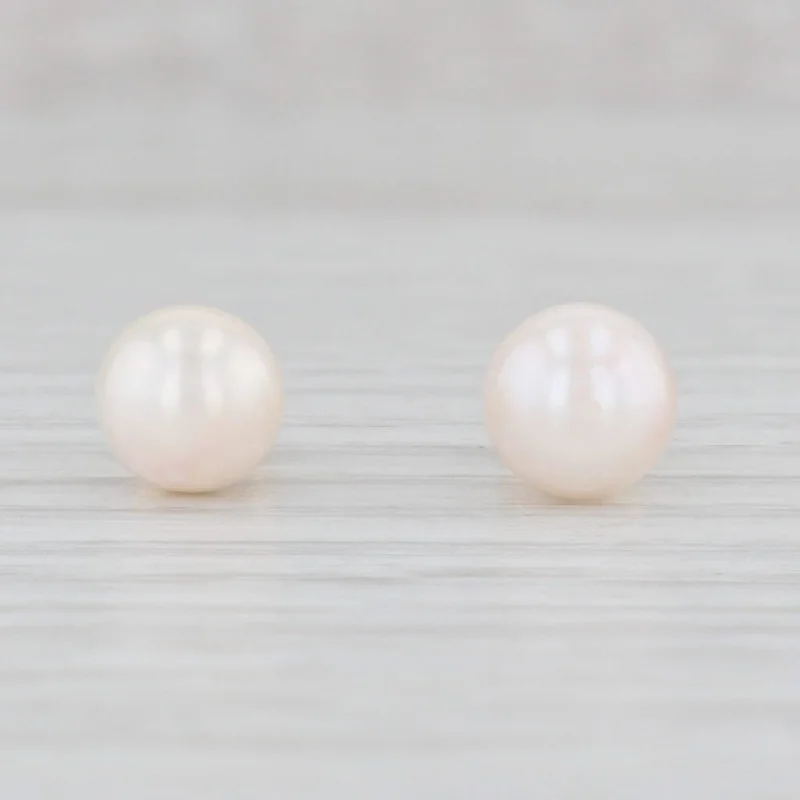 Rose Gold Stud Earrings-Cultured Pearl Solitaire Stud Earrings 14k Yellow Gold June Birthstone