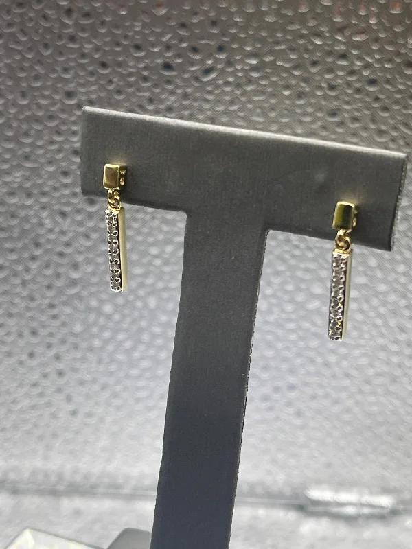 Handmade Gemstone Hoop Earrings-Ladies 14 Karat Solid Yellow Gold Dangling Diamond Earrings