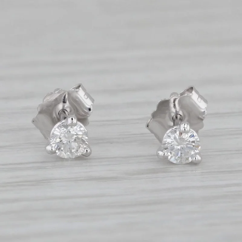 Elegant Drop Earrings for Parties-New 0.21ctw VS2 Diamond Stud Earrings 14k White Gold Round Solitaire Studs