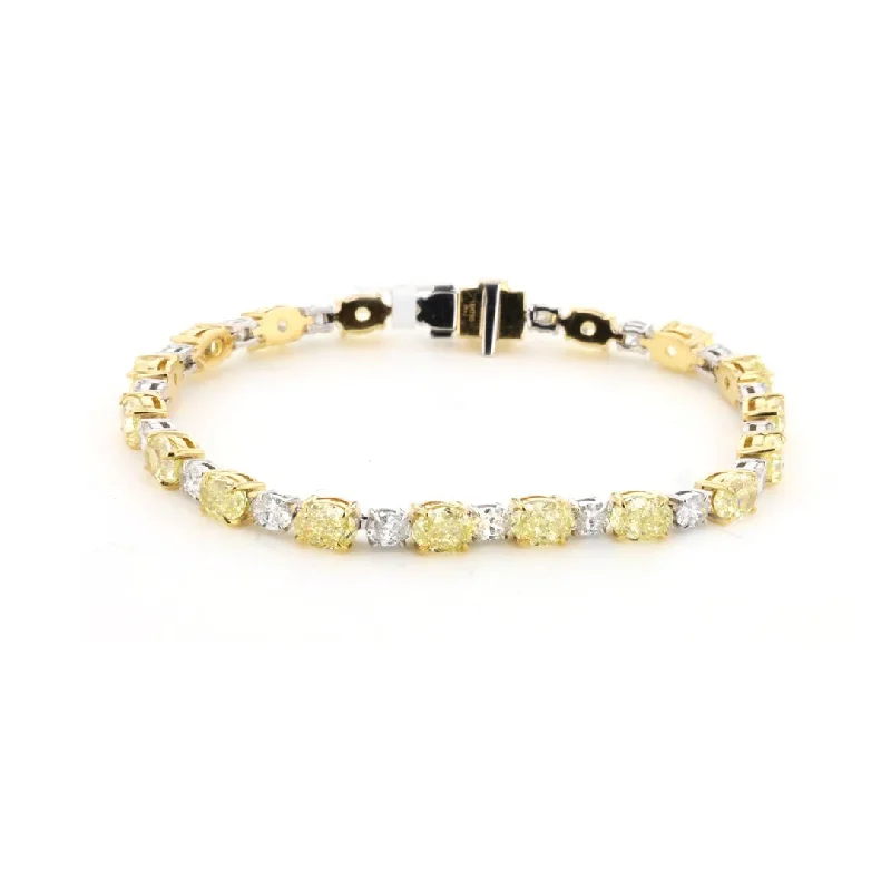 Customizable Silver Bracelet with Star Charms-Yellow Diamond & White Diamond Tennis Bracelet