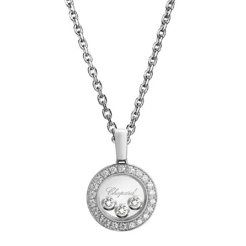 Personalized Charm Necklace for Bridesmaids-Happy Diamonds Icons 18ct White Gold Round Pendant