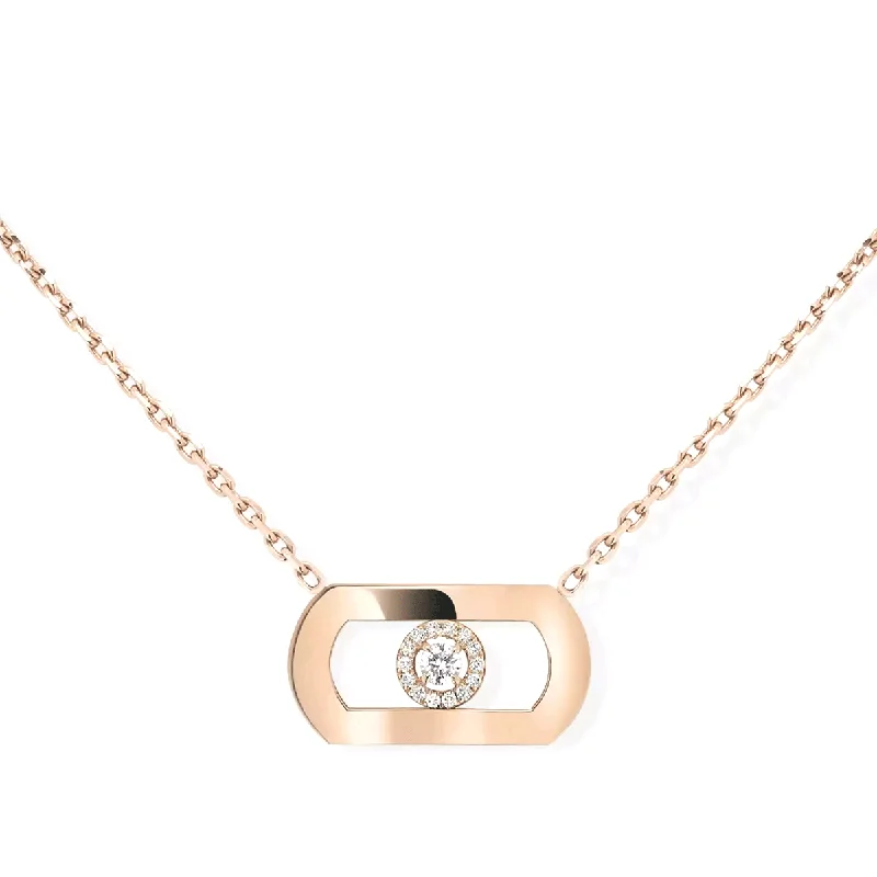 Layered Crystal Necklace for Special Occasions-So Move 18ct Pink Gold Diamond Set Necklace