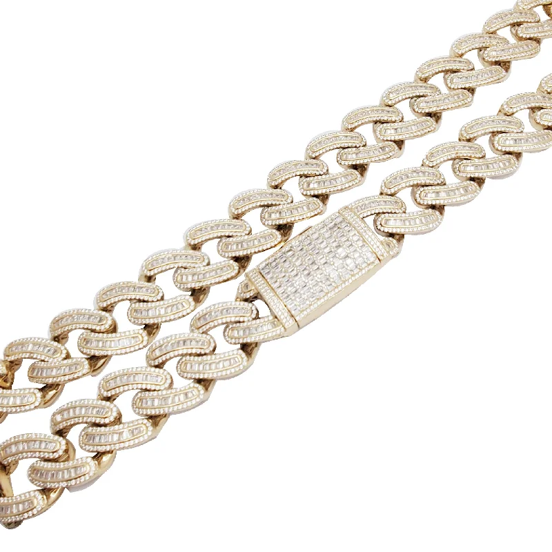 Trendy Chain Necklace with Multiple Pendants-[Lightweight] Cubic Zirconia Miami Cuban Chain (14K)