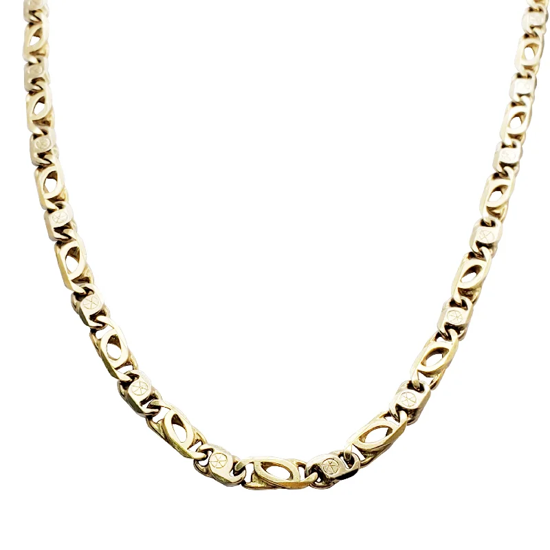 Sparkling Teardrop Necklace for Evening Out-Tiger-Eye Link Chain (14K)