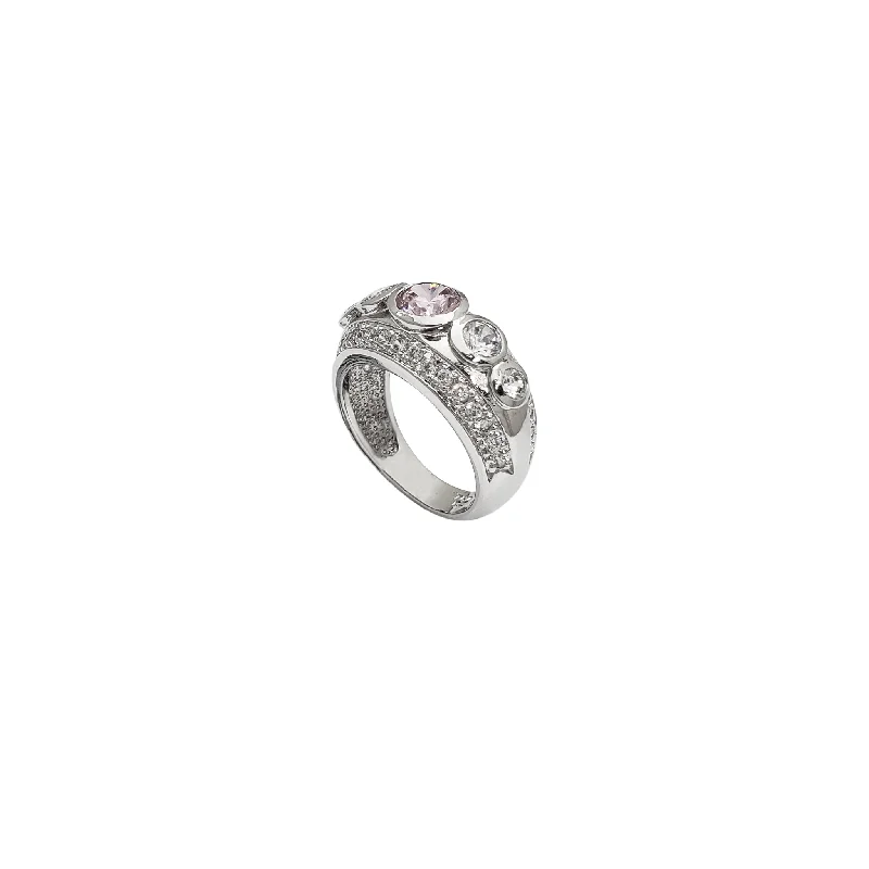 Unique Gemstone Ring with Vintage Setting-5 Stone CZ Ring (Silver)