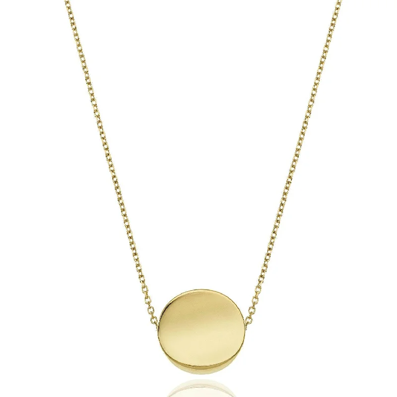 Handcrafted Necklace with Gemstone Pendant-Armillas Glow 18ct Yellow Gold Flat Circle Pendant