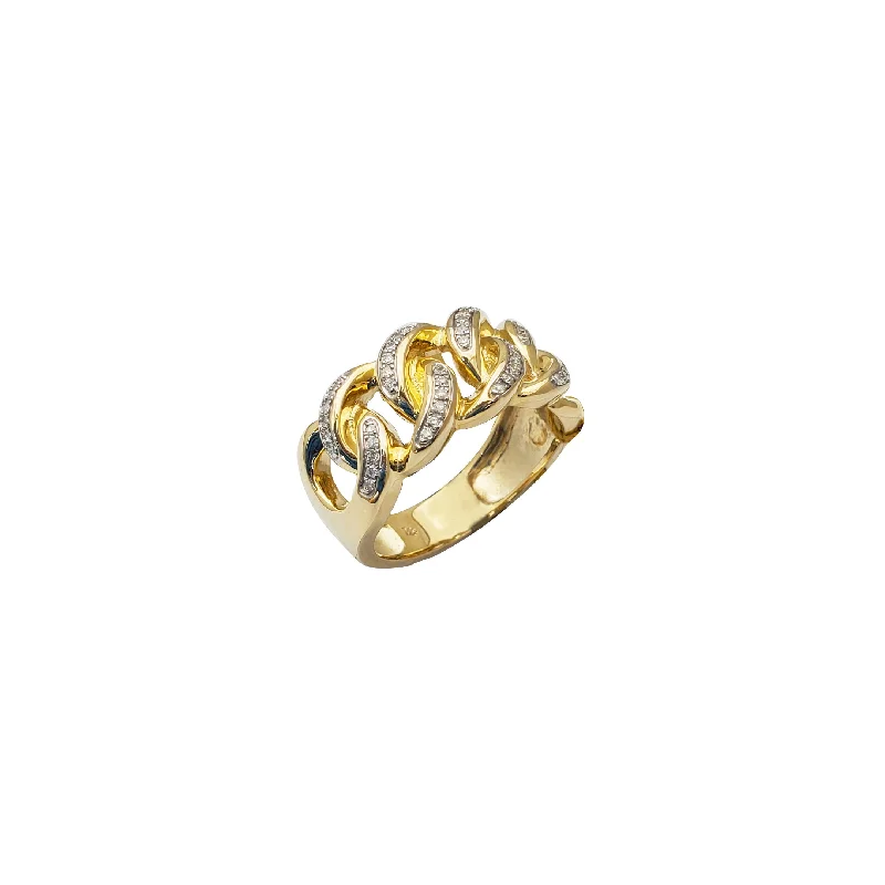 Trendy Gemstone Ring with Statement Design-Diamond Open Cuban Ring (10K)