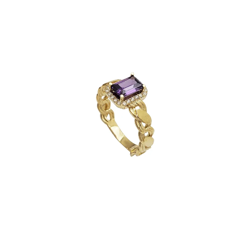 Classic Engagement Ring with Cushion Cut Gemstone-Link CZ Ring (14K)