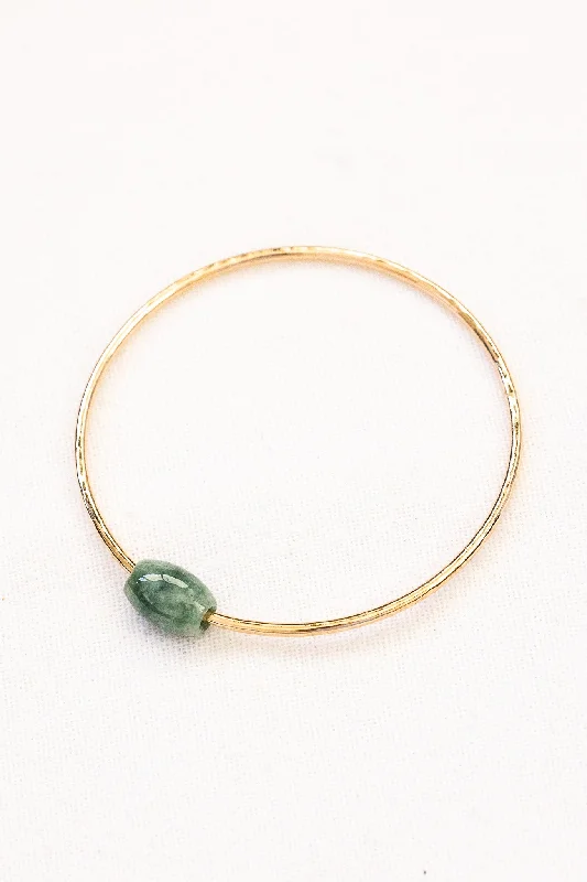 Customizable Silver Bangles for Wedding Gifts-Jade Hammered Bangle