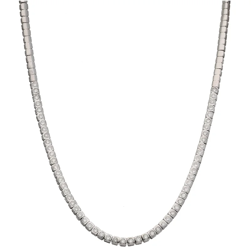 Handcrafted Necklace with Gemstone Pendant-18ct White Gold 2.85ct Diamond Fancy Necklace 18"