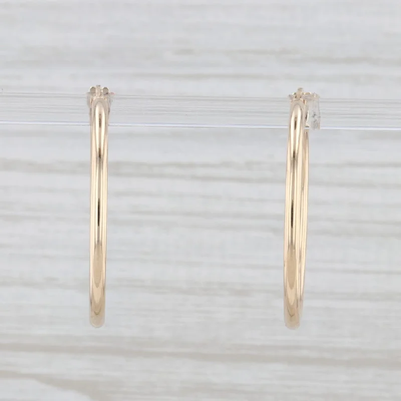 Geometric Earrings for Contemporary Look-New Hoop Earrings 14k Yellow Gold Snap Top Pierced 30mm x 2mm