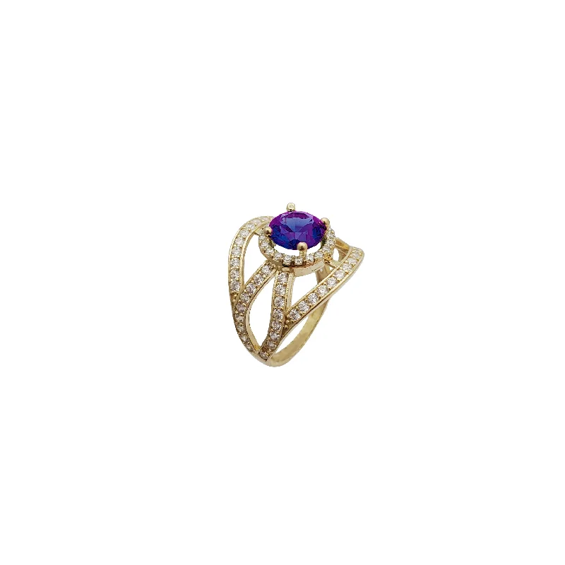 Classic Ruby Ring for Formal Occasions-Cocktail Purple Stone Ring (14K)