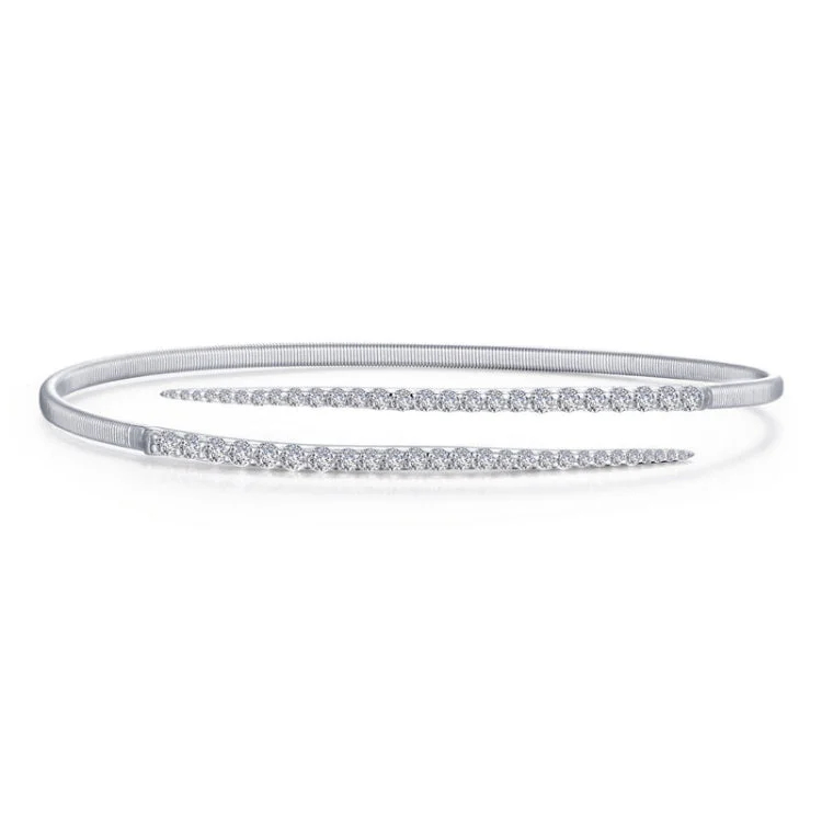 Trendy Silver Bangles with Mixed Gemstones-Bypass Bangle Bracelet