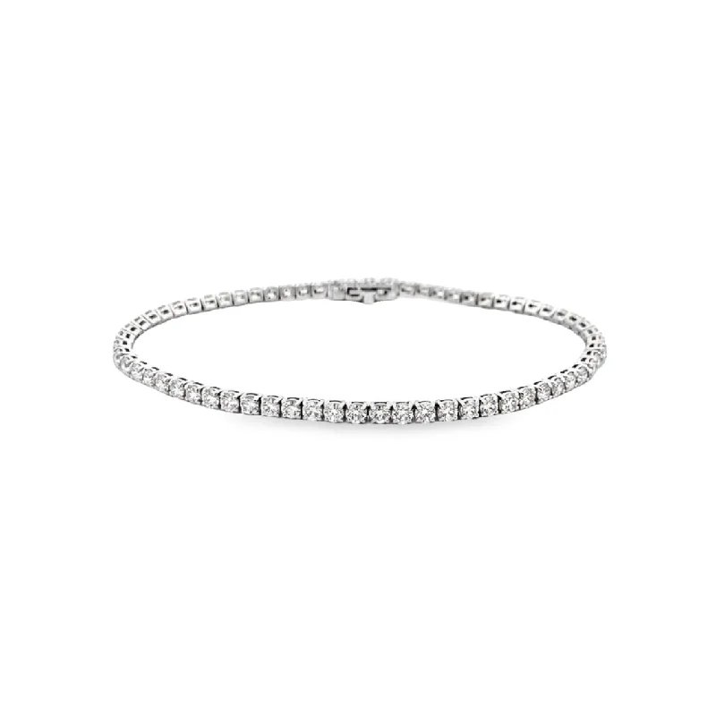 Trendy Gold Bracelet with Personalized Accent-Diamond Line Tennis Bracelet in White Gold