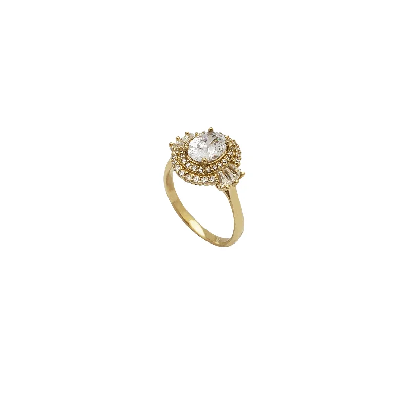 Classic Solitaire Engagement Ring for Brides-Finned CZ Ring (14K)