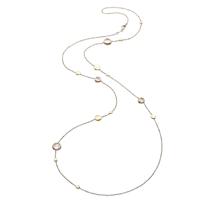 Elegant Bridal Necklace with Pearls-Armillas Glow Ca Leido 18ct Yellow Gold Flat Circle Pearl Necklace