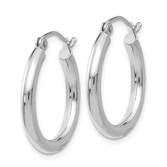 Bright Colored Earrings for Women-14K White Gold Polish 20mm Tube Hoop Earrings