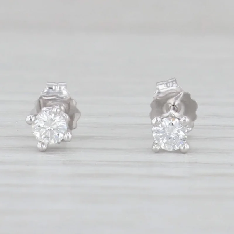 Gold Earrings for Special Occasions-New 0.20ctw VS2 Diamond Stud Earrings 14k White Gold Small Round Solitaire Studs