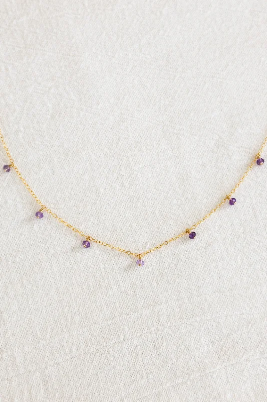 Statement Necklace with Large Gemstones-Amethyst Drop Necklace