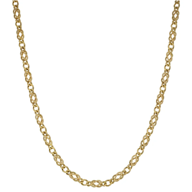 Long Pendant Necklace with Silver Chain-9ct Gold Fancy Necklace 18"