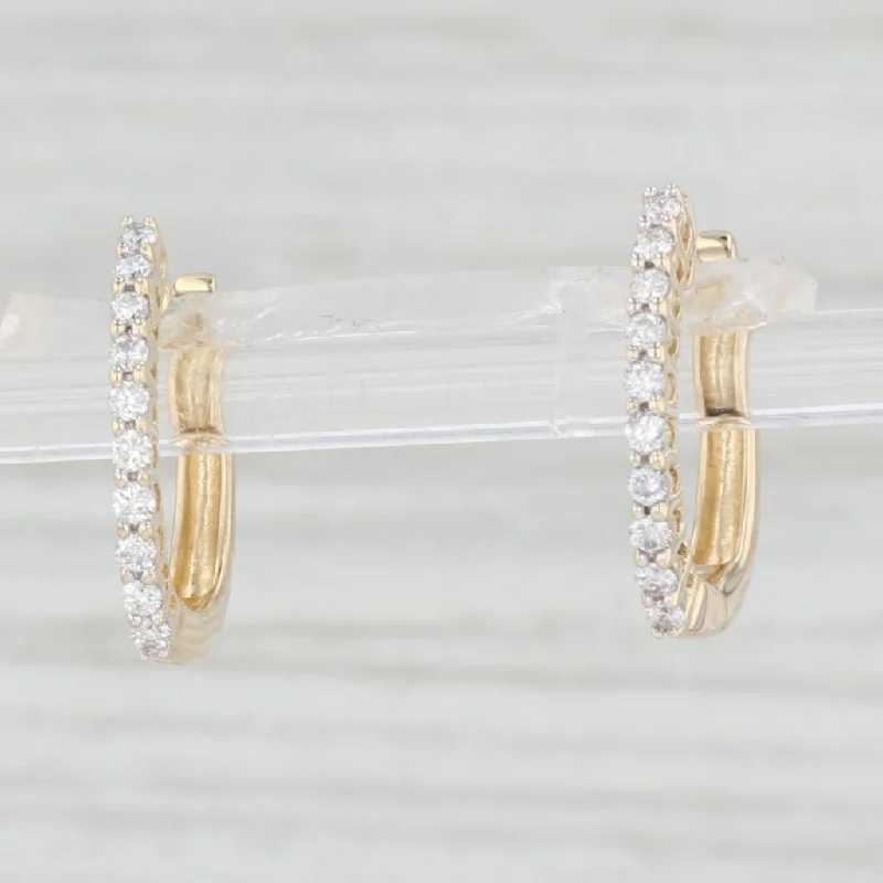 Luxury Gold Drop Earrings-0.25ctw Diamond Oval Hoop Earrings 14k Yellow Gold Hinged Snap Top Hoops