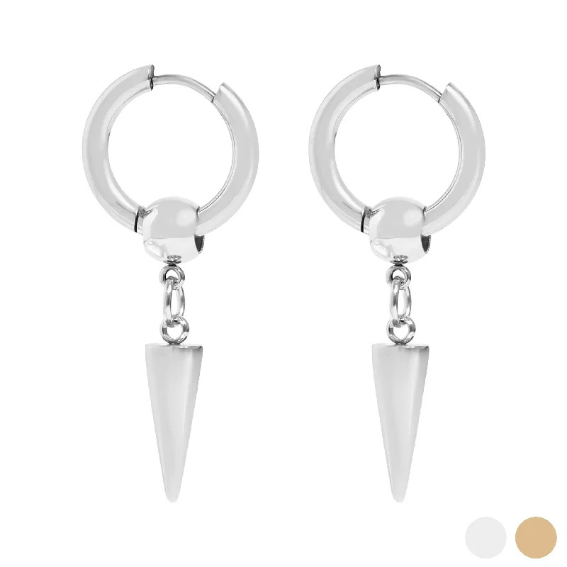 Trendy Gold Earrings for Women-18K Gold PVD Stainless Steel Spike Pendant Hoop Earrings / ERJ0036