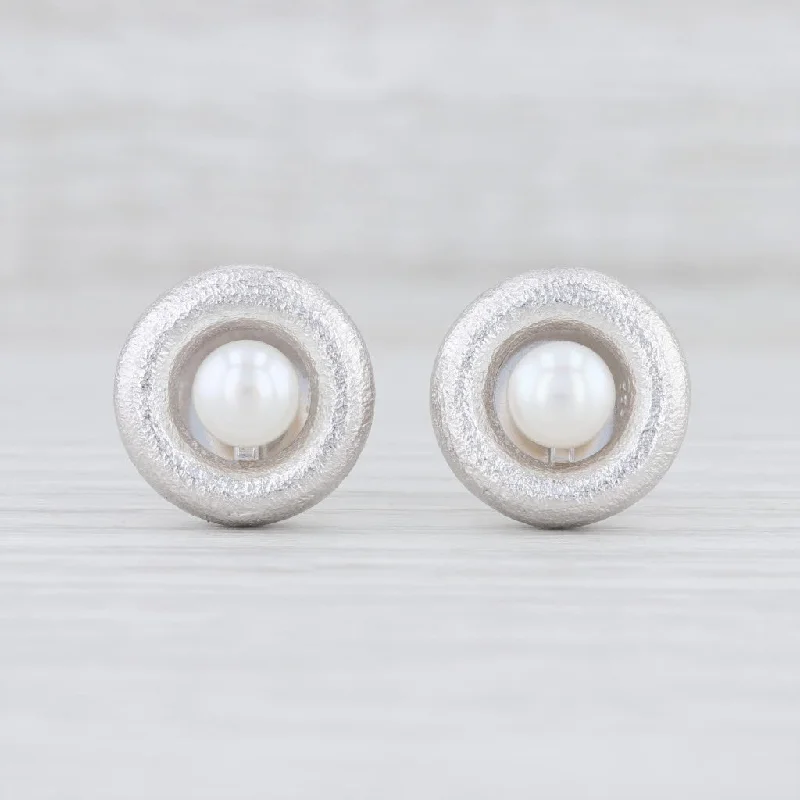 Customizable Earrings for Every Occasion-New Bastian Inverun Cultured Pearl Circle Earrings Sterling Silver Pierced Studs